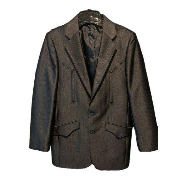 Vintage Mesquite Niver Western Wear Men’s Blazer Sport Coat Size 36R Gray Yoke - Picture 1 of 14